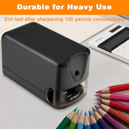 Disponible en México:AFMAT PS13 Sacapuntas eléctrico, sacapuntas resistentes para el aula de 6,5 a 8 mm, n.º 2, de colores, con certificación UL, con hoja helicoidal más fuerte, el mejor sacapuntas escolar,Negro