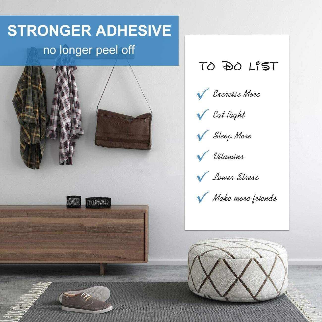 AFMAT WS23 Dry Erase Board Sticker, 48 x 36 inches White Board Wallpaper,3 Markers,Model:(WS23）