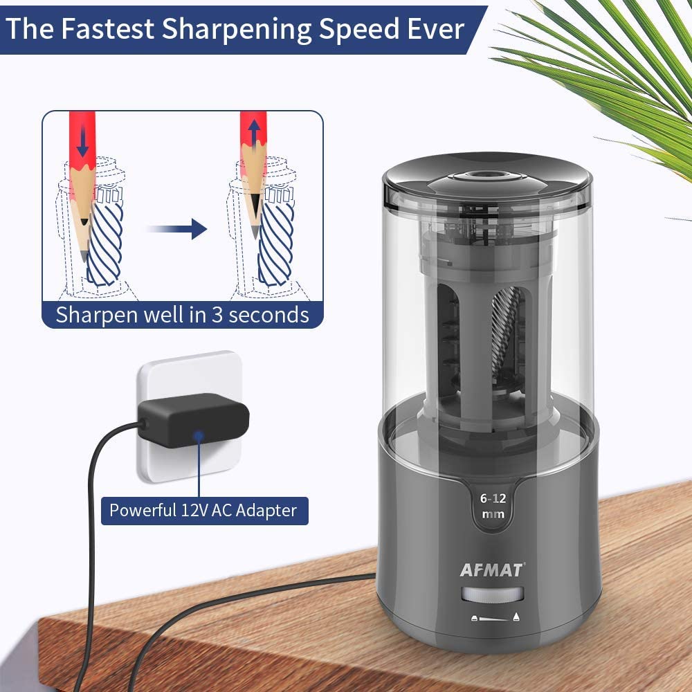 🏆The Sharpener That Outsmarts Almost Every Pencil🏆Electric Pencil Sharpener for Colored Pencils,for 6-12mm No.2/Jumbo Pencils,PS91GY