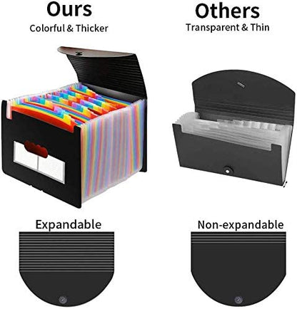 AFMAT AF01 Accordian File Organizer, 60 Pockets Large Expanding File Folder Organizer with Blank Labels, Letter/A4 Size Accordion Files Organizers Expandable for Receipt, Bill, Tax, Legal