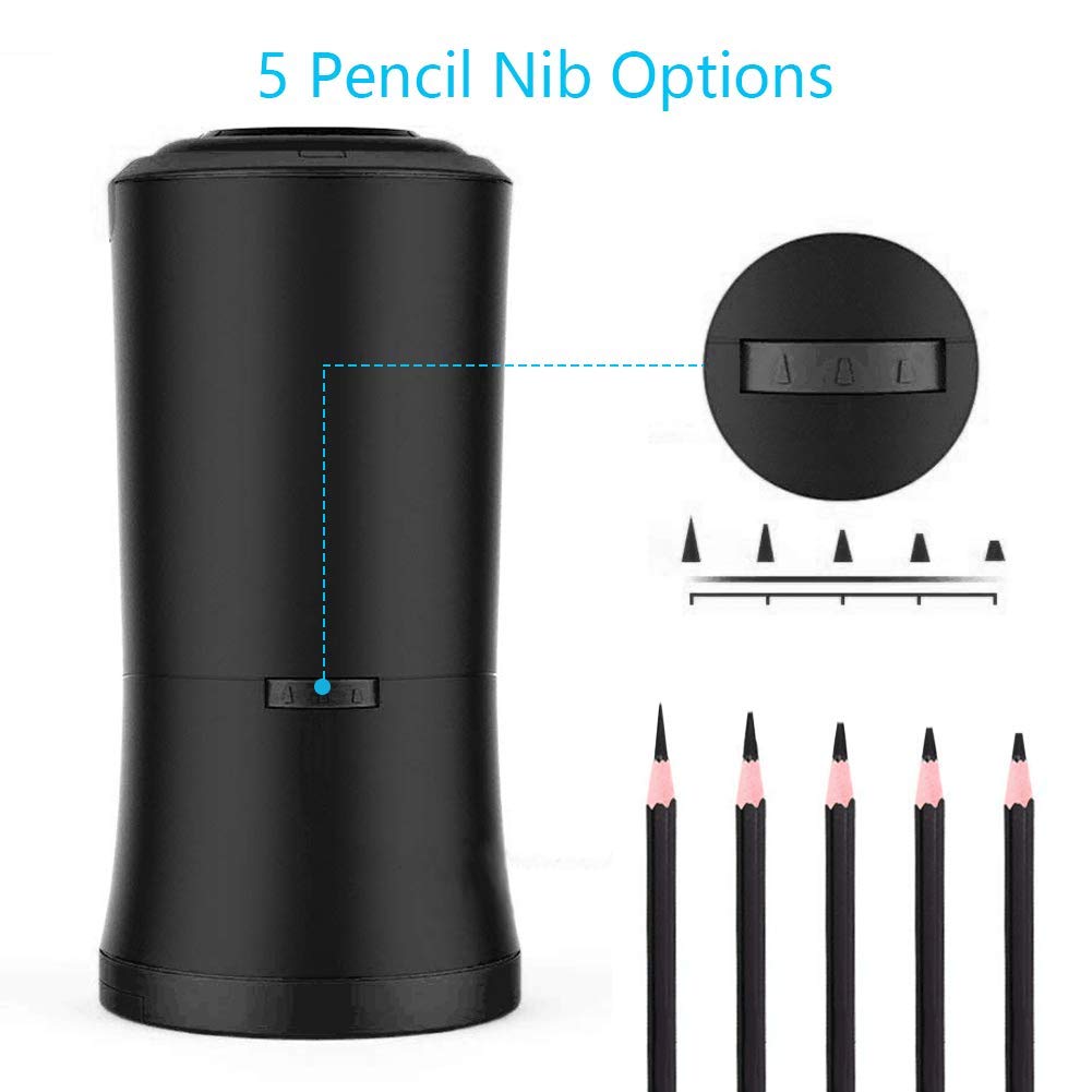 🎨Artists Must Have 🎨Electric Long Point Pencil Sharpener, 2 Holes, Fast Sharpen & Auto Stop, 8-17mm Long Point, Rechargeable Artist Pencil Sharpener for 6-9.6mm Large Pencils, Charcoal/Drawing/Colored Pencils,PS09