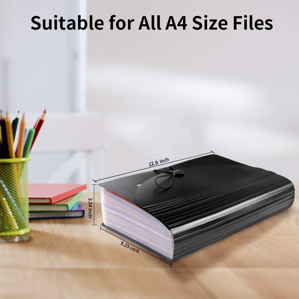 AFMAT AF01 Accordian File Organizer, 60 Pockets Large Expanding File Folder Organizer with Blank Labels, Letter/A4 Size Accordion Files Organizers Expandable for Receipt, Bill, Tax, Legal