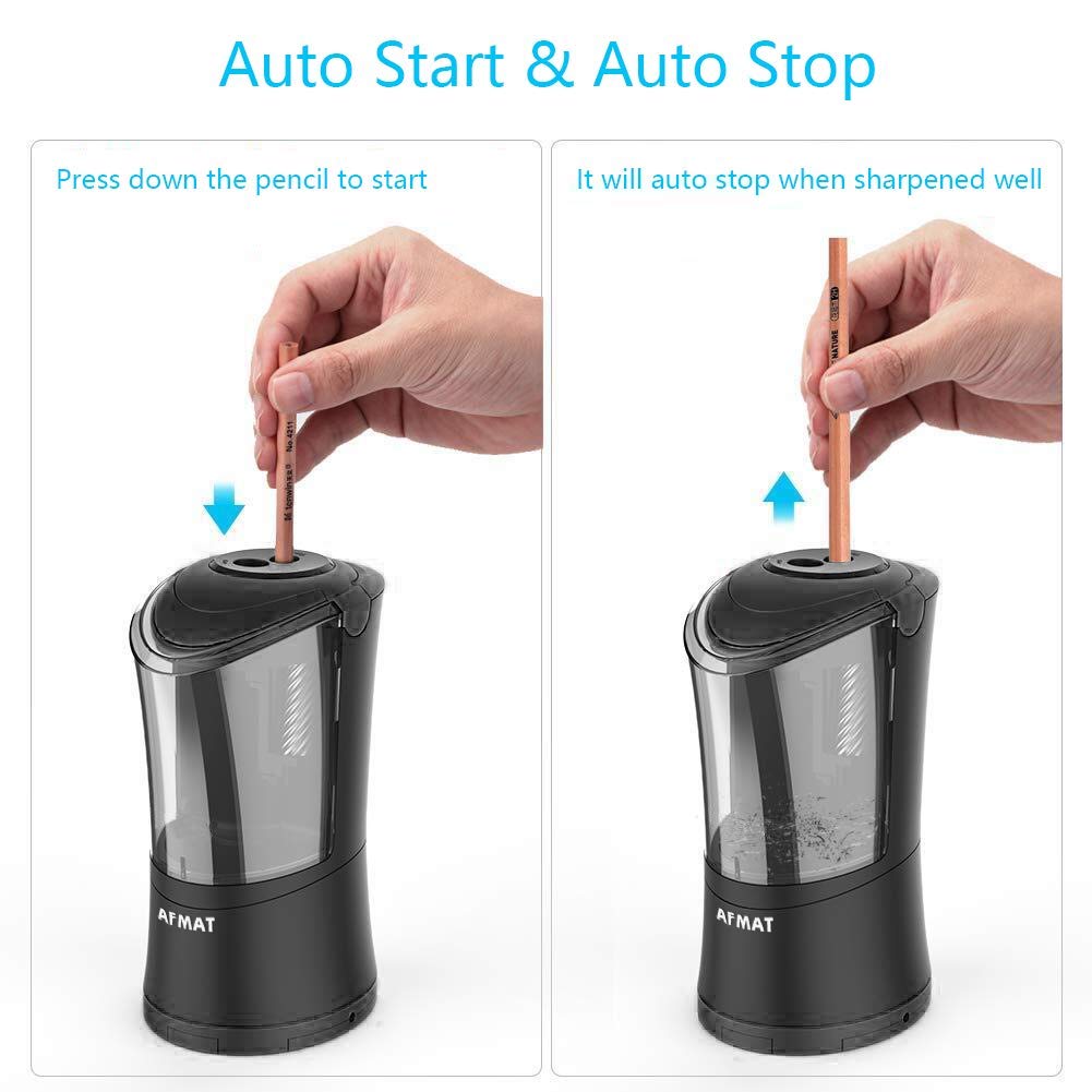 🎨Artists Must Have 🎨Electric Long Point Pencil Sharpener, 2 Holes, Fast Sharpen & Auto Stop, 8-17mm Long Point, Rechargeable Artist Pencil Sharpener for 6-9.6mm Large Pencils, Charcoal/Drawing/Colored Pencils,PS09