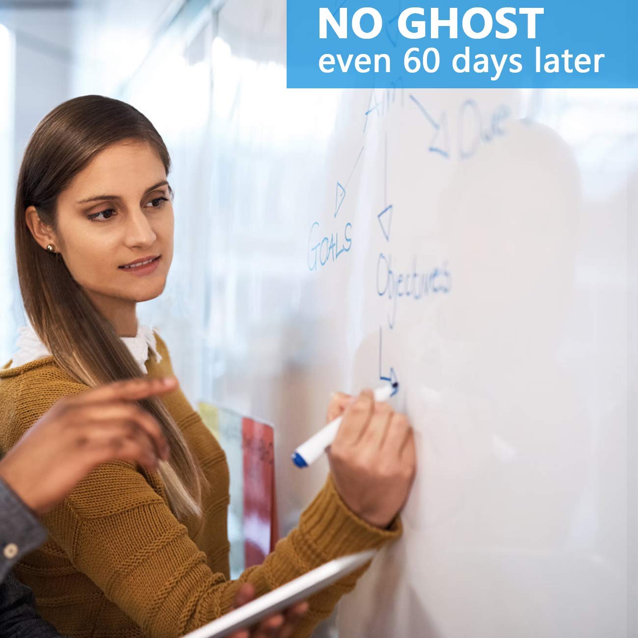 AFMAT Whiteboard Sticker, 36" x 24" Dry Erase Wallpaper, Stain-Proof & Super Sticky, No Ghost After 60 Days,3 Markers,Model:WS12