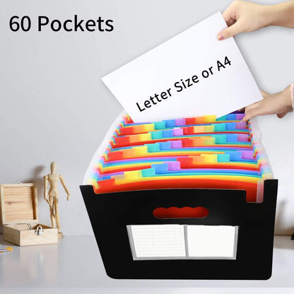 AFMAT AF01 Accordian File Organizer, 60 Pockets Large Expanding File Folder Organizer with Blank Labels, Letter/A4 Size Accordion Files Organizers Expandable for Receipt, Bill, Tax, Legal