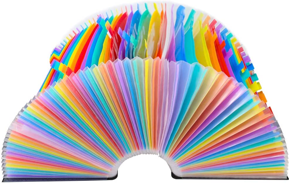 AFMAT AF01 Accordian File Organizer, 60 Pockets Large Expanding File Folder Organizer with Blank Labels, Letter/A4 Size Accordion Files Organizers Expandable for Receipt, Bill, Tax, Legal