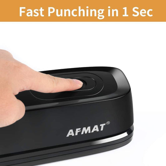 AFMAT HP01 3 Hole Punch, AFMAT Electric Three Hole Punch Heavy Duty, 20-Sheet Punch Capacity,Model:HP01(Black）