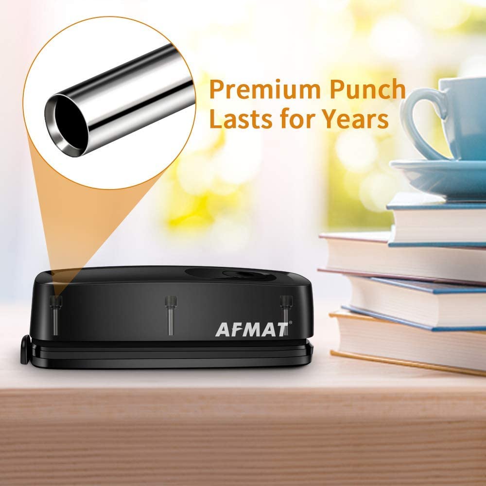 AFMAT HP10 3 Hole Punch, AFMAT Electric Three Hole Punch Heavy Duty, 20-Sheet Punch Capacity,Green